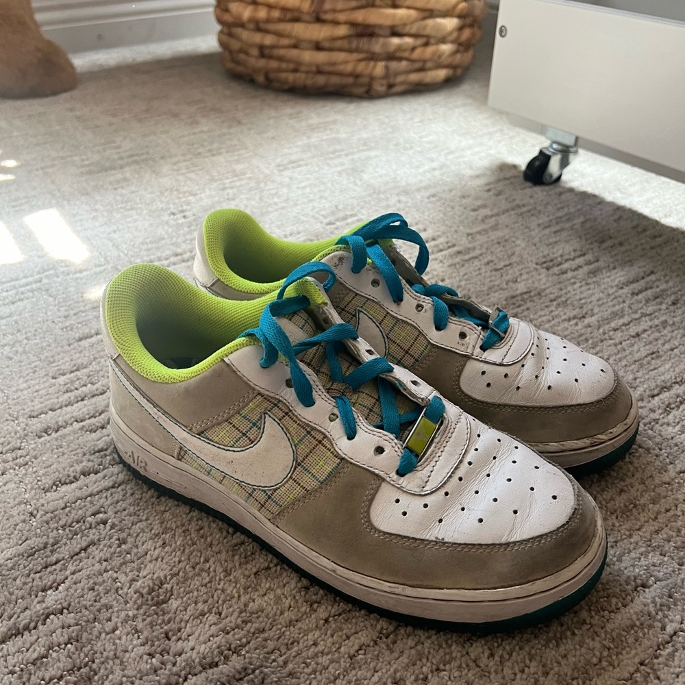 Nike Blue and Green Sneakers with Perforated Detailing